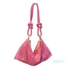 ダイヤモンドのハンドバッグピンクハンドキャリー小さな女性バッグを散りばめたラインストーンアンダーアームバッグ