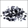 Nail Art Decorations 1440Pcs/Pack Ss3Ss12 Glass Crystal Black Non Fix Flatback Rhinestones Nail For Nails 3D Art Decoration Gems Dro Dhxrz