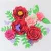 Fleurs décoratives 2022 ensemble de 6 papiers géants 8 feuilles 7 papillons pour vitrine décors de mariage accessoires Flores Artificiais Para Decora O