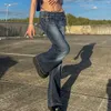 Damen Jeans Hot Girl Boot Cut Y2k Gothic Sexy Distress Wahed Hose für Low-Waist Flare Wide Leg Denim 2022 Neu K042