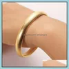 Bangle Bangle Frosted Ancient Classic Female Jewelry Yellow Gold Filled Closed Womens Bracelet Solid Wedding Party Giftbangle Drop D Dhywt