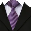 Bow Ties Sn-471 Purple Pink Stripeed Tie Hanky ​​Mankiety Sets Silk dla mężczyzn Formalne przyjęcie weselne Praść