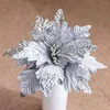 Décorations de noël paillettes fleurs poinsettia artificielle arbre de noël pour la fête à la maison 2022 Navidad année ornement