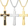 Colliers pendentifs en gros 5pcs / lot hommes en acier inoxydable croix collier mode bijoux chrétiens thème catholique Parton fête des pères cadeau