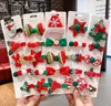 Baby Girl Christmas Snowman Tree Star Design Barrettes Niñas Accesorios Lucky Deer Snowflake kids Gift 5pcs / set