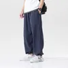 Pantaloni da uomo in lino Pantaloni ultrasottili da uomo Estate Casual Tinta unita Sport Baggy Streetwear giapponese da jogging