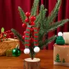 Decorazioni natalizie 20pcs Mini Cappelli di Babbo Natale Sciarpa Bottiglia di vino Decori Piccole sciarpe Berretto artigianale Piccola bambola Pianta Decor 1104