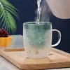 1pc créatif nouveaux gobelets résistant à la chaleur Double paroi tasse en verre tasse à café avec couvercle mignon cadeaux de noël SS1104