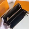 Mode dames clutch portemonnee pu lederen portemonnee portemonnee met enkele rits dame dames lange klassieke portemonnee met oranje dooskaart 60017