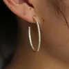 Hoop Earrings CZ Medium Large Size Circle Round Earring For Women Fashion Jewelry Gold Filled Top Quality Shinny 2