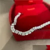 Chain Chain Square Diamond Bracelets For Women Luxury Engagement Wedding Gemstone Jewelry 18Cm Drop Delivery Dhoi3
