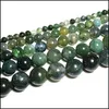 Stone 8mm all'ingrosso Must Grass Agat Naturale Rotonde Perle verde sciolte per gioielli che producono 4/6/8/10/12 mm Bracciale fai -da -te filo 15,5 dhtc0