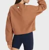 LL122 Women Yoga Causal Sweatshirts Loose Fit Long lululy lemenly Sleeve Sweater Ladies Cotton Workout Athletic Gym Shirts Causal Clothing