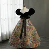 Vestidos de meninas de flor de flor de criança longa Apliques de renda floral longos vestidos de concurso de festas de cauda mini vestido de baile de formatura 403