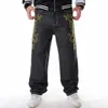 Мужские джинсы хип-хоп джинсы уличная одежда мужская вышивка прямая свободная повседневные брюки мужской плюс модный хип-хоп Бэкги Джинсы T221102