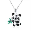 Hanger kettingen Harong schattige panda ketting ingelegde kristal delicate gladde zilveren bord email dier sieraden cadeau voor meisjesvrouw