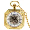Relógios de bolso relógios antigos de esqueleto octógono relógio mecânico FOB SAMPUNK MACH PENENTE PENENTE RELOJ DE BOLSILLO