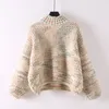 Knitted Pullover Sweater Women Loose Casual Turtleneck Warm Thick Autumn Winter 2022 Fashion Female Color Block Top