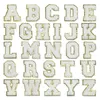 Uppfattningar Chenille Letter -lappar med guldglitter syr på varsity Initial Patch White Iron på Alphabet -applikationer för lagdräktdekoration 8cm