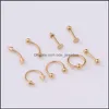 Other 8Pcs/Set Stainless Steel Barbell Helix Lobe Tongue Belly Nose Rings Ball Punk Rook Tragus Septum Lip Eyebrow Body Piercing Dro Dhsxu