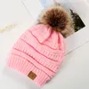 Christmas CC adult winter warm hat women soft stretch cable knitted pom beanie girl Skiing Christmas 2022ASHOT
