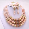 Necklace Earrings Set Pure White And Gold Bridal Jewelry Balls Wedding Jewellery African Nigerian Beads Bracelet 2022