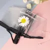 PVC Transparent Umbrella Cute Small Daisy Automatic Three Fold Umbrellas