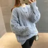 Women's Sweaters O-Neck Twisted 2022 Arrival Thick Warm Winter Knitted Women Sweater Loose Casual Solid Color Pullover