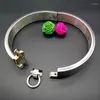 Bangle Stainless Steel Collar Metal Men Women Bracelets Unisex Lockable Chokers Lock Necklace Collars Body Jewelry