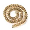 10mm 12mm Gold Miami Iced Out Cuban Link Chain Stainls Steel Necklace Men's Hip Hop Jewelry