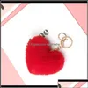 Porte-clés lapin coeur forme doux belle or métal porte-clés pompons peluche voiture porte-clés sac boucles d'oreilles accessoires Jswd porte-clés Pw Ot9Aw