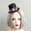 ハロウィーンコスパリーヘアアクセサリーラインストーンパープルクラウンゴールデンチェーンハロウィーンパーティー魅力者の帽子を含む黒い魅惑