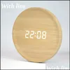 Wandklokken wandklokken LED digitale tafel klok alarmspiegel holle modern design horloge voor huis woonkamer decoratie houten wit g dhibz