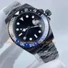 4 Stijl Met Doos Horloge Heren Volledig Zwart DLC PVD 40mm Blauwe Keramische Bezel Stalen Armband Sport Heren 2813 Beweging Automatische Mechanische Horloges