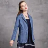 Trajes de mujer vintage chic denim blazers para mujeres botones de un solo bot￳n delgado de alta calidad en 2022 chaqueta blazer de dise￱ador exterior /