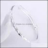 Bangle Bangle Frosted Bracelet Bangles Sier Plated Bracelets Round Tube Pusl Meteor For Women Jewelry Cf6 Drop Delivery 2022 Dh9N1