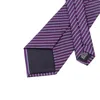 Bow Ties Sn-471 Purple Pink Stripeed Tie Hanky ​​Mankiety Sets Silk dla mężczyzn Formalne przyjęcie weselne Praść