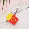 Schlüsselanhänger 20 teile/los Kreative Lebensmittel Keychain PVC Hamburger Popcorn Französisch Fries Durian Für Frauen Männer Schlüsselanhänger Auto Ring