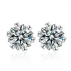 Stud Earrings Snowflake Diamond Mosang Stone Simple Valentine's Day Gift For Girls Piercing Sterling Silver 925