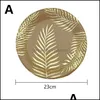 Disposable Dinnerware Disposable Dinnerware Bronzing Palm Leaf Tableware Kraft Paper Plate /Cup Happy Birthday Party Decor Adts Wedd Dhgc7