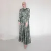 Vêtements ethniques Euramerican Dubai Robe imprimée en Satin tunique coupe ajustée femmes Swing élégant Robe élégante dames musulman pas de Hijab