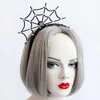 Black Cobweb Lace Headband with Silver Rose Bud & Crystal Beading Halloween Party Hair Accessories for Kids