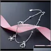 Fußkettchen Fußkettchen Drop Lieferung 2021 Miqiao Armband Knöchel Frauen 925 Sterling Silber Fuß Körperkette am Bein Damenschmuck Blatt Liebe Sim Otawo