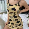 Kadın pijama pijamaları set kadın kadınlar askıya alma ev kıyafetleri yumuşak aşk baskılı pijama seksi ince sling bulanık salon