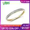 Solitaire Ring Vistoso أصلي 14K Whiteyellellowrose Gold S للنساء نمط بسيط الأبدية المشاركة الماس الذكرى السنوية المجوهرات الراقية 221103