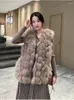 نساء فرو الشتاء مينك مينك معاطف فولكس 2022 أزياء الشارع العالي بلا أكمام كوريا رفيعة