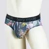 Culotte Fantaisie Culotte Glace Soie Hommes Sous-Vêtements Sexy Fierce Print Briefs Gay Underpant Sissy Lingerie Érotique Renforcer Sheer Bulge Knicker