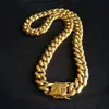 16mm 18mm Männer Hip Hop Cuban Link Halsketten Armbänder 316L Edelstahl Halshöhe Schmuck Hoch Polished Gussketten Doppel Safet298V