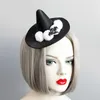 Halloween Witch Hair Accessories White Fur Ball & Black Ghost Fascinator Hats Festival Headbands Cosplay