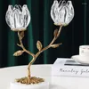 Ljusstake Nordic Crystal Glass Holder For Restaurant Home Decorative Candlestick Art Hush￥ll Romantiskt matbord